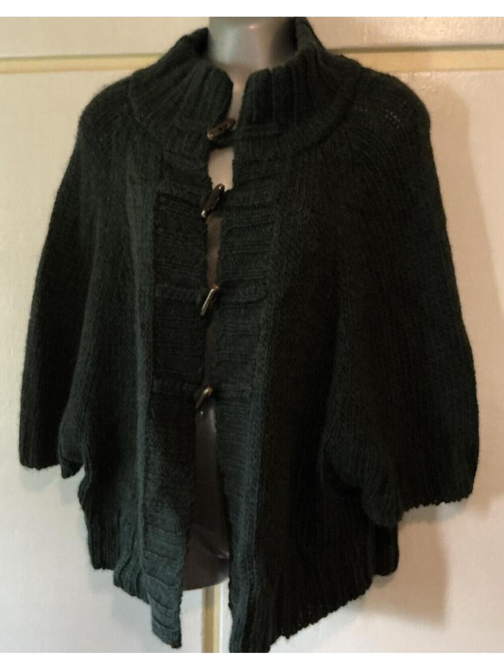 LOFT Women’s Small Green Batwing Sweater Cardigan Wool Alpaca Chunky NWOT